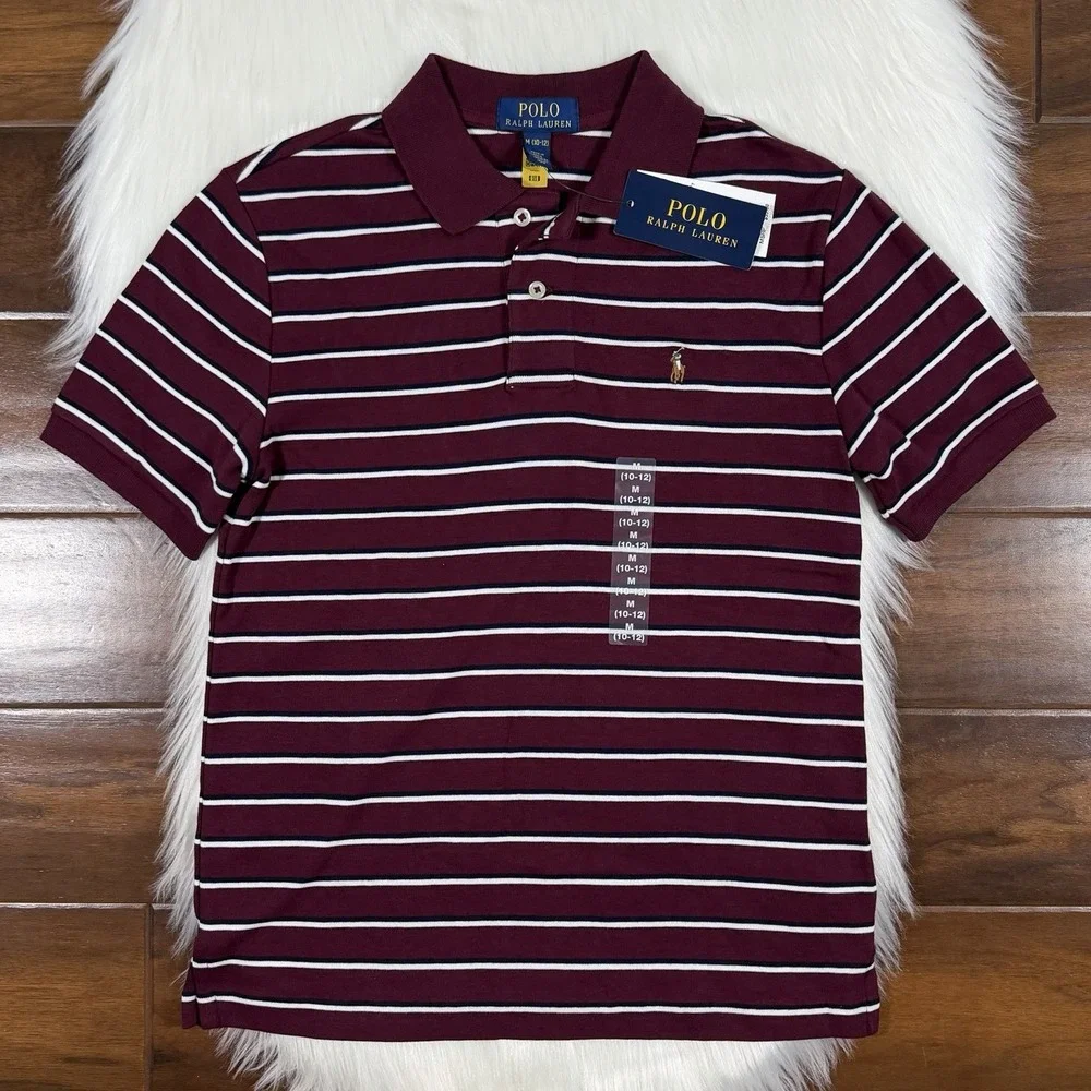 Polo Ralph Lauren Youth Boys Size Medium 10 - 12 Striped Knit Polo Shirt